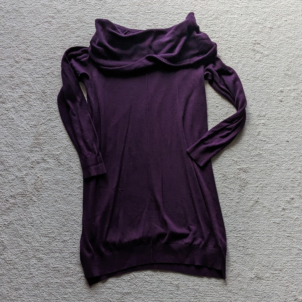 Express cowl neck sweater dress in purple, size M